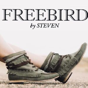 RARE Freebird By Steven Tribe Western Aztec Fringe Suede Leather Moccasin Boots